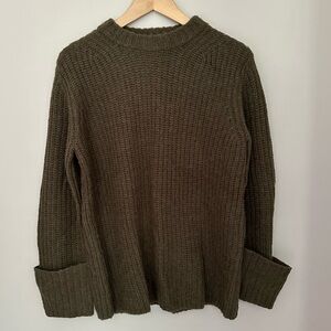 Olive Green Vince Wool and Alpaca Sweater, Size S